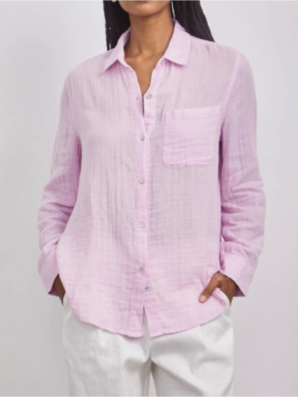 Rails Ellis Long Sleeve Gauze Shirt in Pale Lilac | Size Large | Retail $168